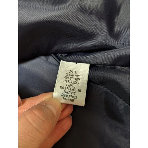 Apt 9 Womens Velvet Blazer Dark Navy Size 10 Front Button Stretch Career Lined - Picture 9 of 10